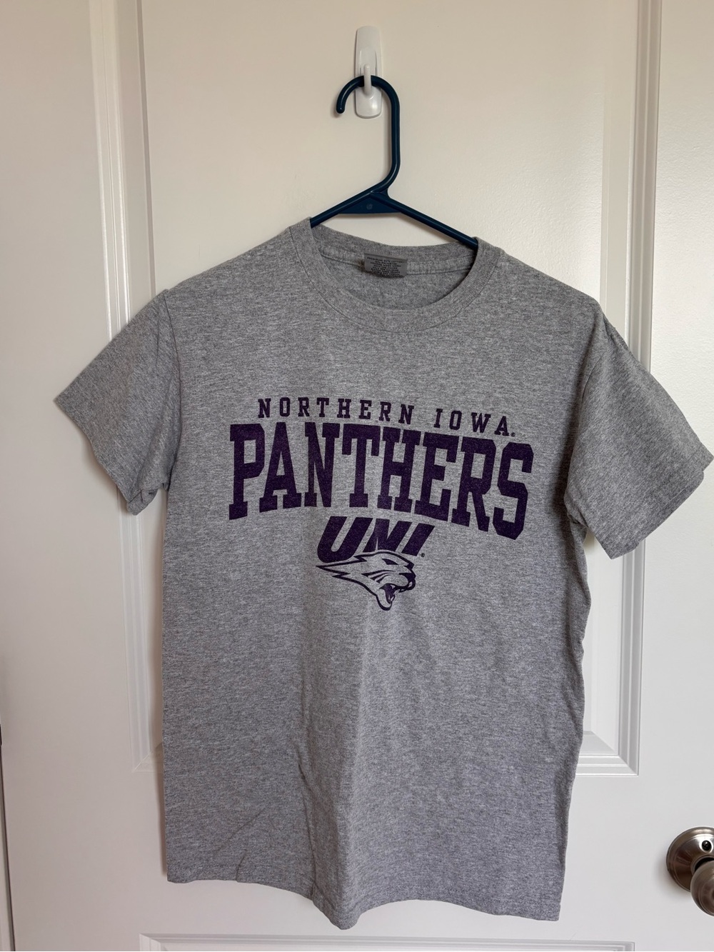 MV Sports Northern Iowa Panthers Grey T-Shirt with Purple Logo